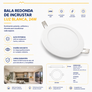 Bala Panel LED 24W luz blanca