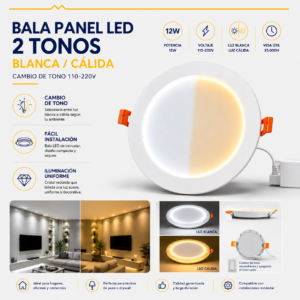 Bala Panel LED 2 tonos 12W blanca/cálida