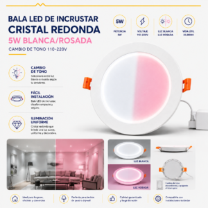 Bala Panel LED 2 tonos 5W blanca/rosada
