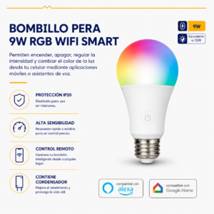 Bombillo Inteligente WiFi RGB 9W
