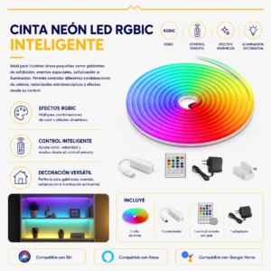 Cinta neón LED RGBIC inteligente