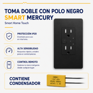 Toma doble con polo negro Smart Mercury