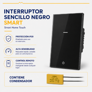 Interruptor sencillo negro Smart Mercury