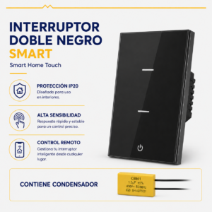 Interruptor doble negro Smart Mercury