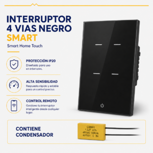 Interruptor 4 vías negro Smart