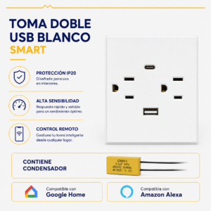 Toma doble USB blanco Smart