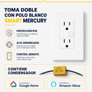 Toma doble con polo blanco Smart Mercury