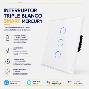 Interruptor triple blanco Smart Mercury