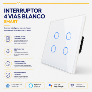 Interruptor 4 vías blanco Smart