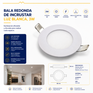 Bala led 3w para interiores