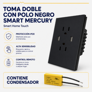Toma doble USB negro Smart