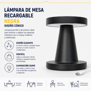 Lámpara de toque recargable 3 tonos