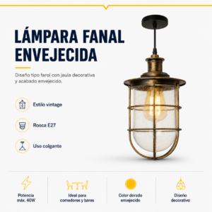 Lámpara colgante fanal envejecida