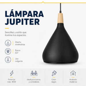 Lámpara Jupiter acampanada negra