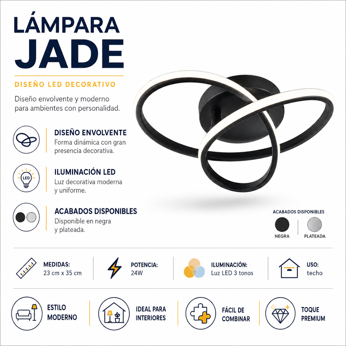 Lámpara Jade 3 tonos