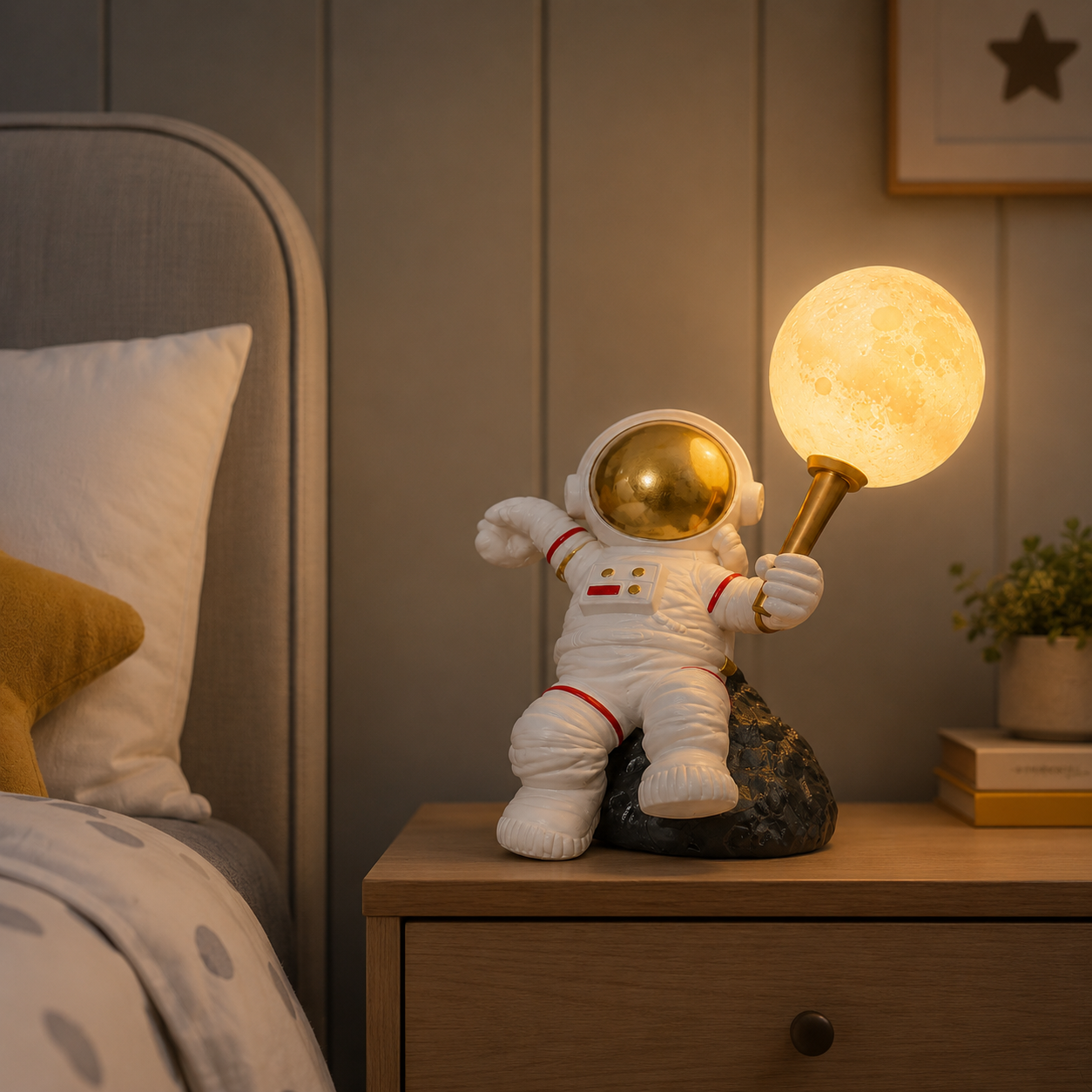 Lámpara astronauta con la luna en la mano - Image 3