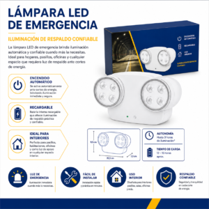 Lámpara de emergencia de 2 focos
