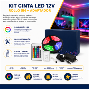Cinta LED x 5 metros con fuente