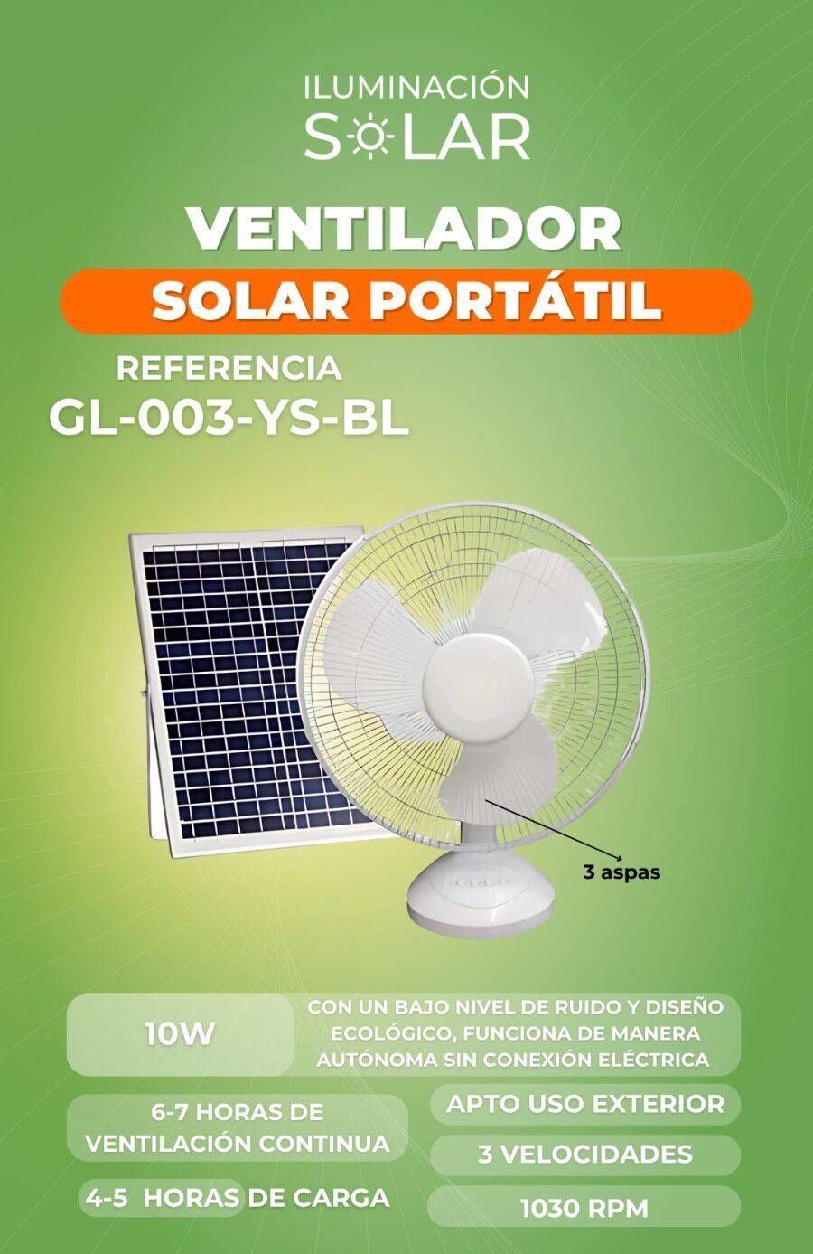 Ventilador con Panel Solar