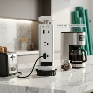 Multitoma Retractil de 2 puestos para Escritorio