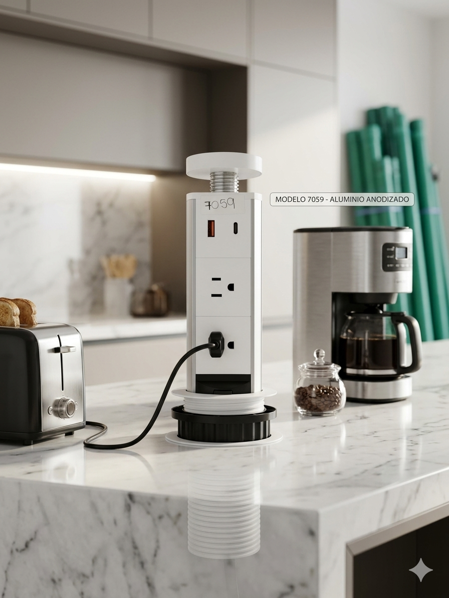 Multitoma Retractil de 2 puestos para Escritorio