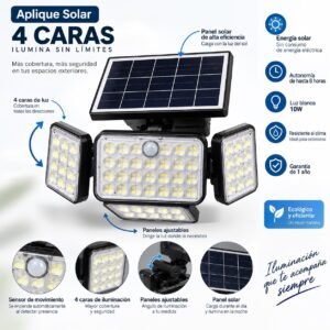 Aplique solar 4 caras